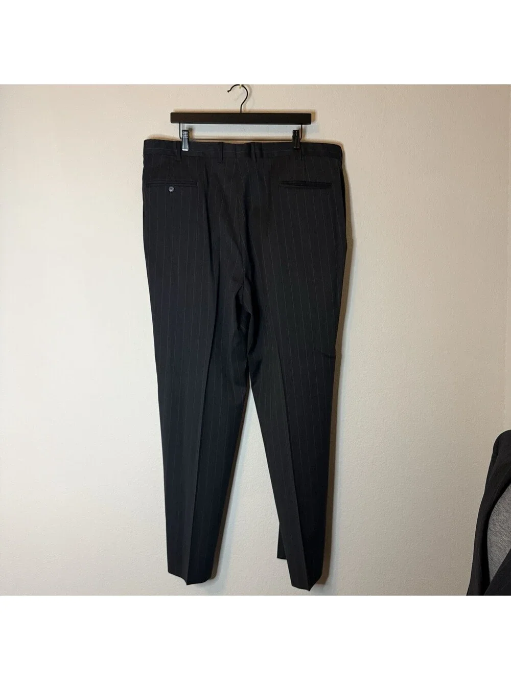 Jos A Bank Signature Suit 48L Pants 40x31 Charcoal Pinstripe 100% Wool